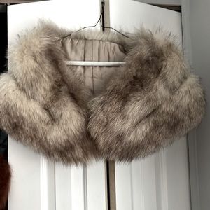 Satin lined fur stole- cream variations in color Antique